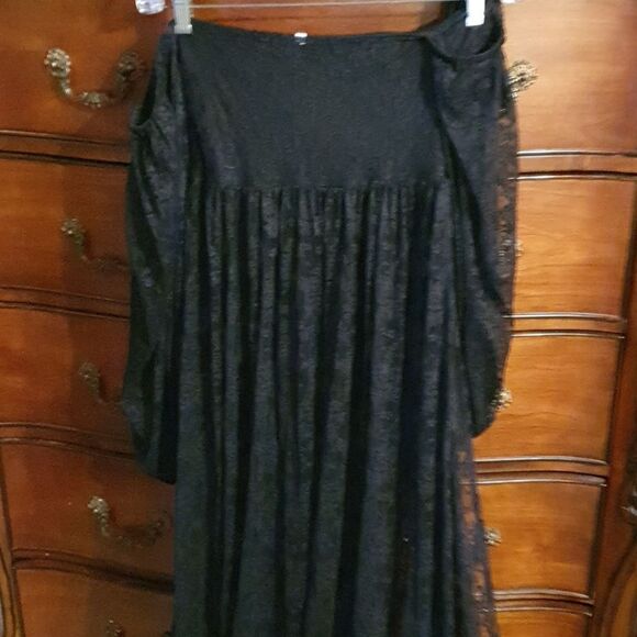 Ladies Black Lace Off Shoulder Split Side Maxi Dress sz Small - Picture 5 of 6